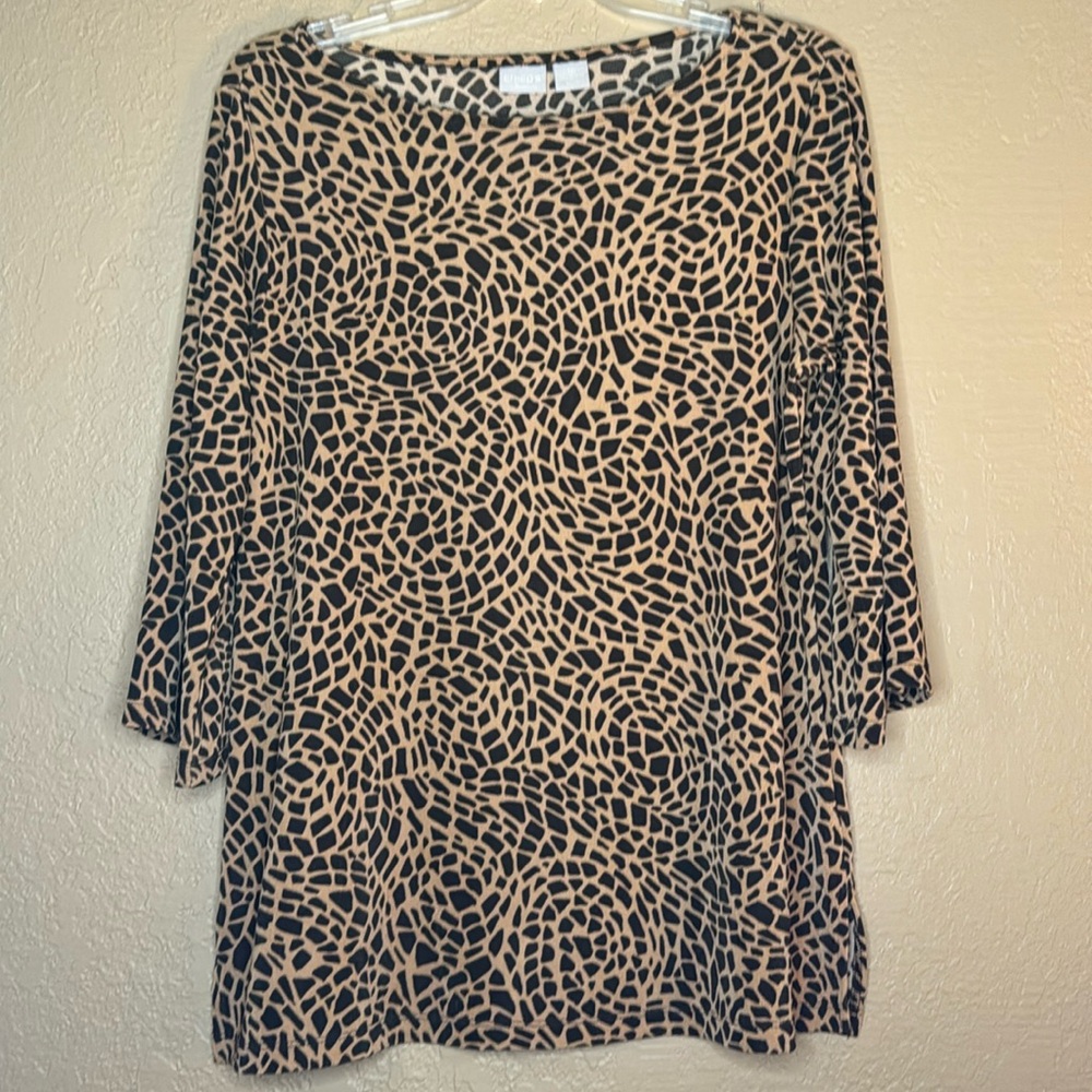 Chico’s Traveler stretch animal print tunic size 8/10P